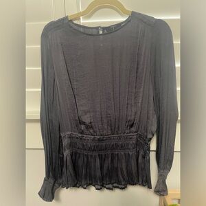 Tahari. Beautiful Blouse in Steel Blue;  "silk-look" feminine (polyester)